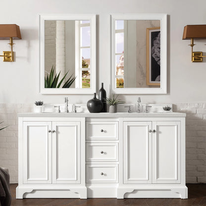 Renovate for Less Atlanta De Soto 72" Double Vanity, Bright White w/ 3 CM Lime Delight Silestone Top, view 2
