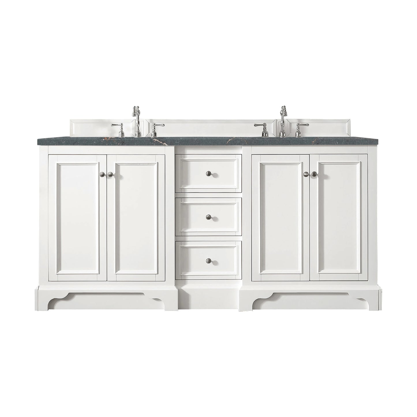Renovate for Less Atlanta De Soto 72" Double Vanity, Bright White w/ 3 CM Parisien Bleu Silestone Top