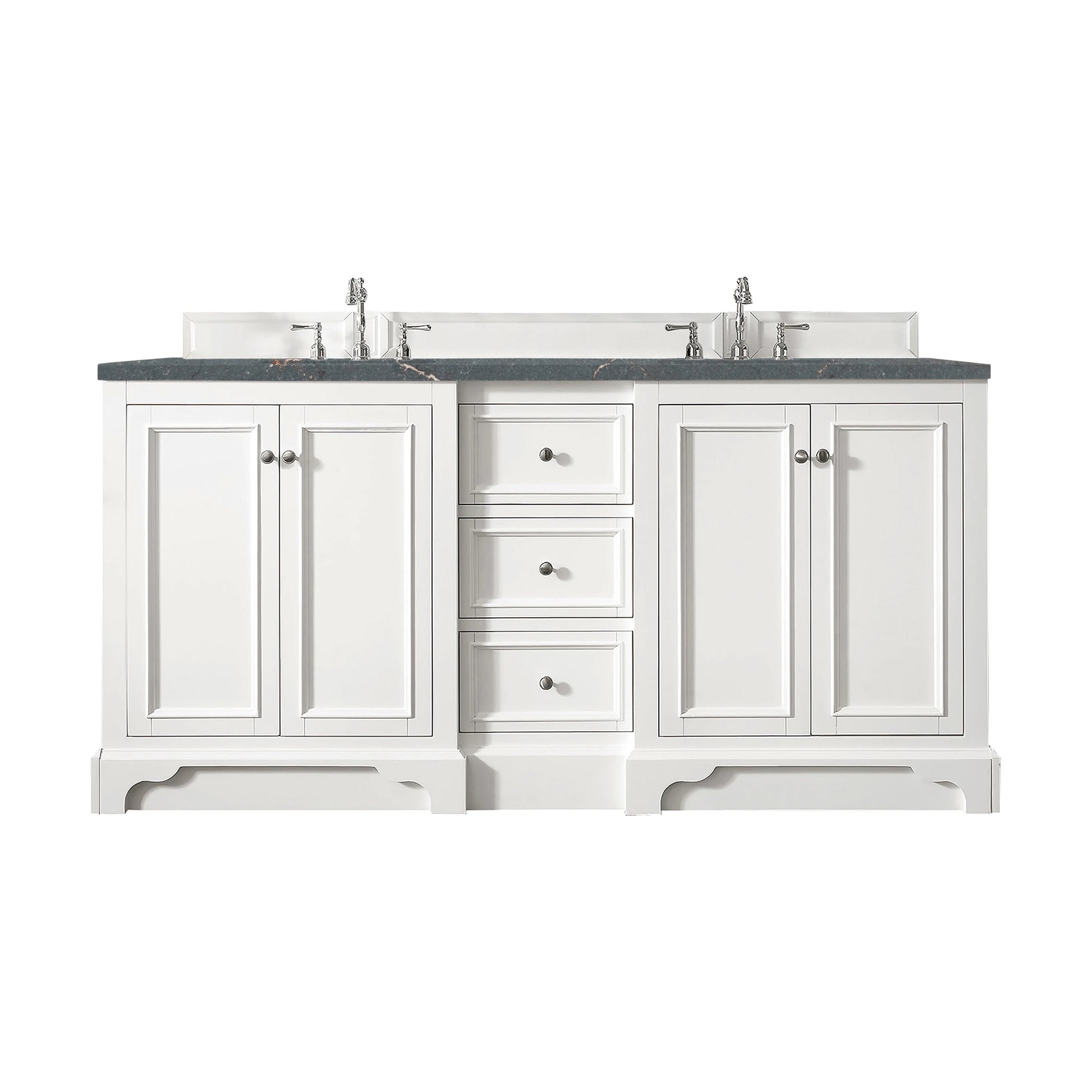 Renovate for Less Atlanta De Soto 72" Double Vanity, Bright White w/ 3 CM Parisien Bleu Silestone Top