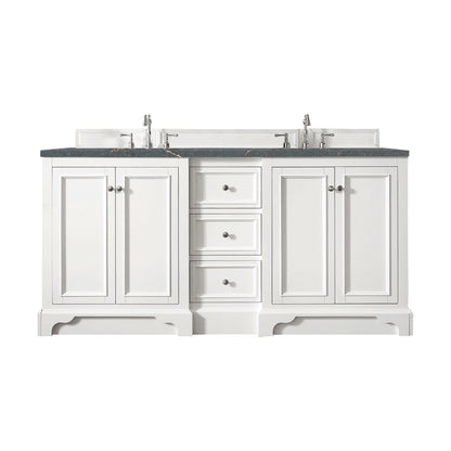 Renovate for Less Atlanta De Soto 72" Double Vanity, Bright White w/ 3 CM Parisien Bleu Silestone Top