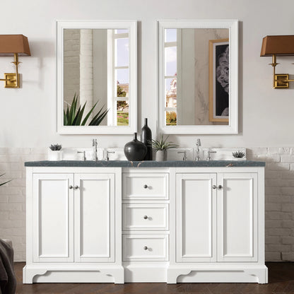 Renovate for Less Atlanta De Soto 72" Double Vanity, Bright White w/ 3 CM Parisien Bleu Silestone Top, view 2