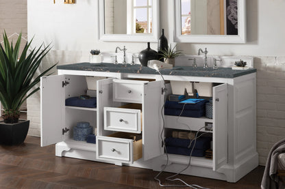 Renovate for Less Atlanta De Soto 72" Double Vanity, Bright White w/ 3 CM Parisien Bleu Silestone Top, view 4
