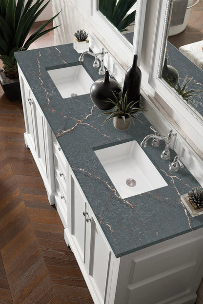 Renovate for Less Atlanta De Soto 72" Double Vanity, Bright White w/ 3 CM Parisien Bleu Silestone Top, view 5