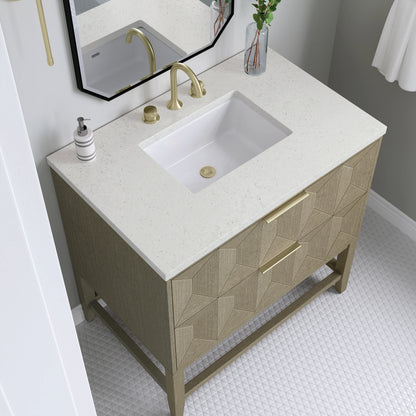 Emmeline 36" Single Vanity, Pebble Oak w/ 3 CM Lime Delight Top, view 4