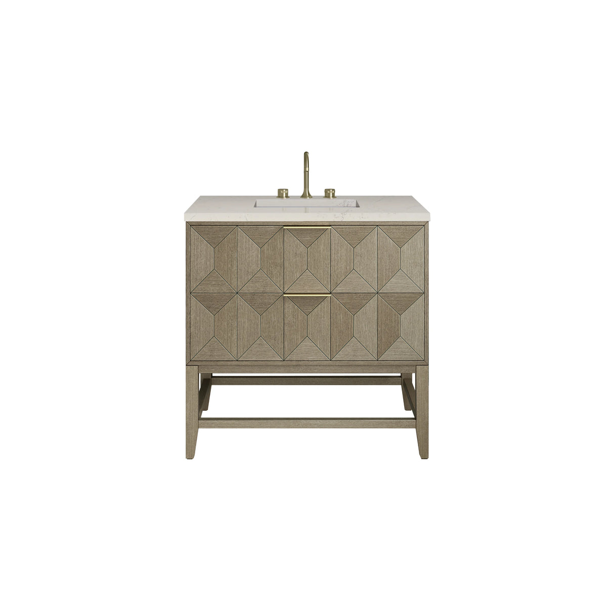 Emmeline 36" Single Vanity, Pebble Oak, w/ 3 CM Siberian Silestone Top