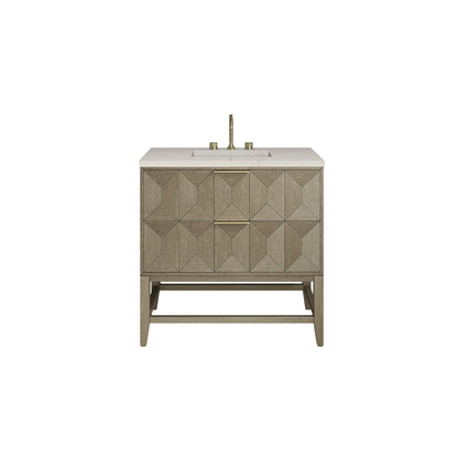 Emmeline 36" Single Vanity, Pebble Oak, w/ 3 CM Siberian Silestone Top