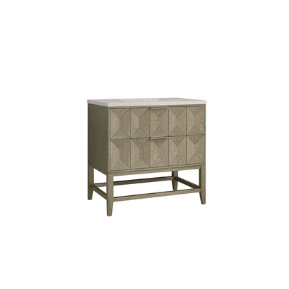 Emmeline 36" Single Vanity, Pebble Oak, w/ 3 CM Siberian Silestone Top, view 5