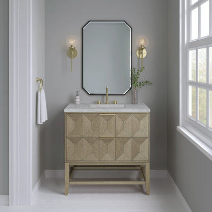 Emmeline 36" Single Vanity, Pebble Oak w/ 3 CM Victorian Silver Top, view 2
