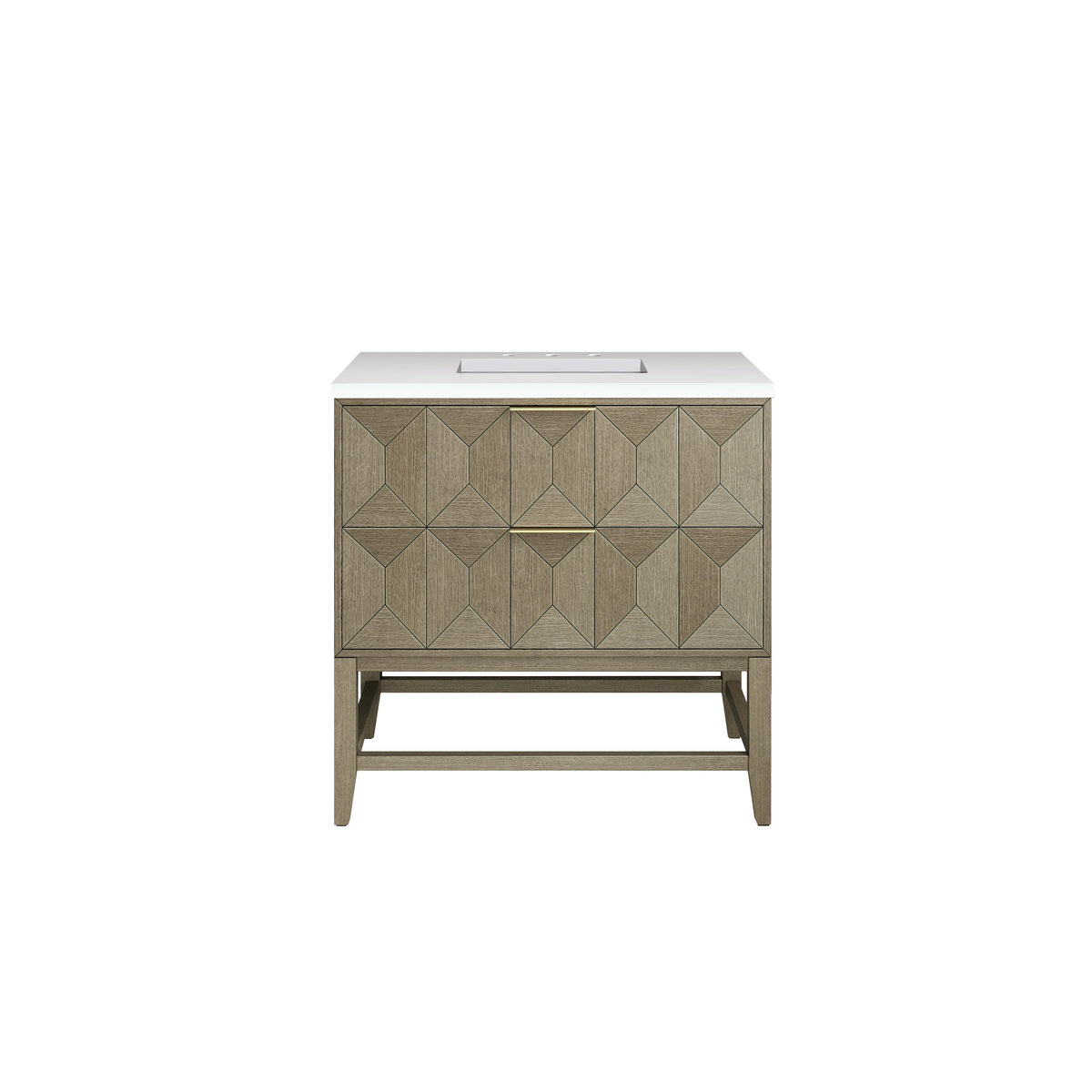 Emmeline 36" Single Vanity, Pebble Oak w/ 3 CM White Zeus Top