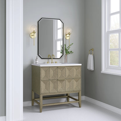 Emmeline 36" Single Vanity, Pebble Oak w/ 3 CM White Zeus Top, view 4
