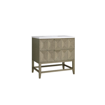 Emmeline 36" Single Vanity, Pebble Oak w/ 3 CM White Zeus Top, view 6