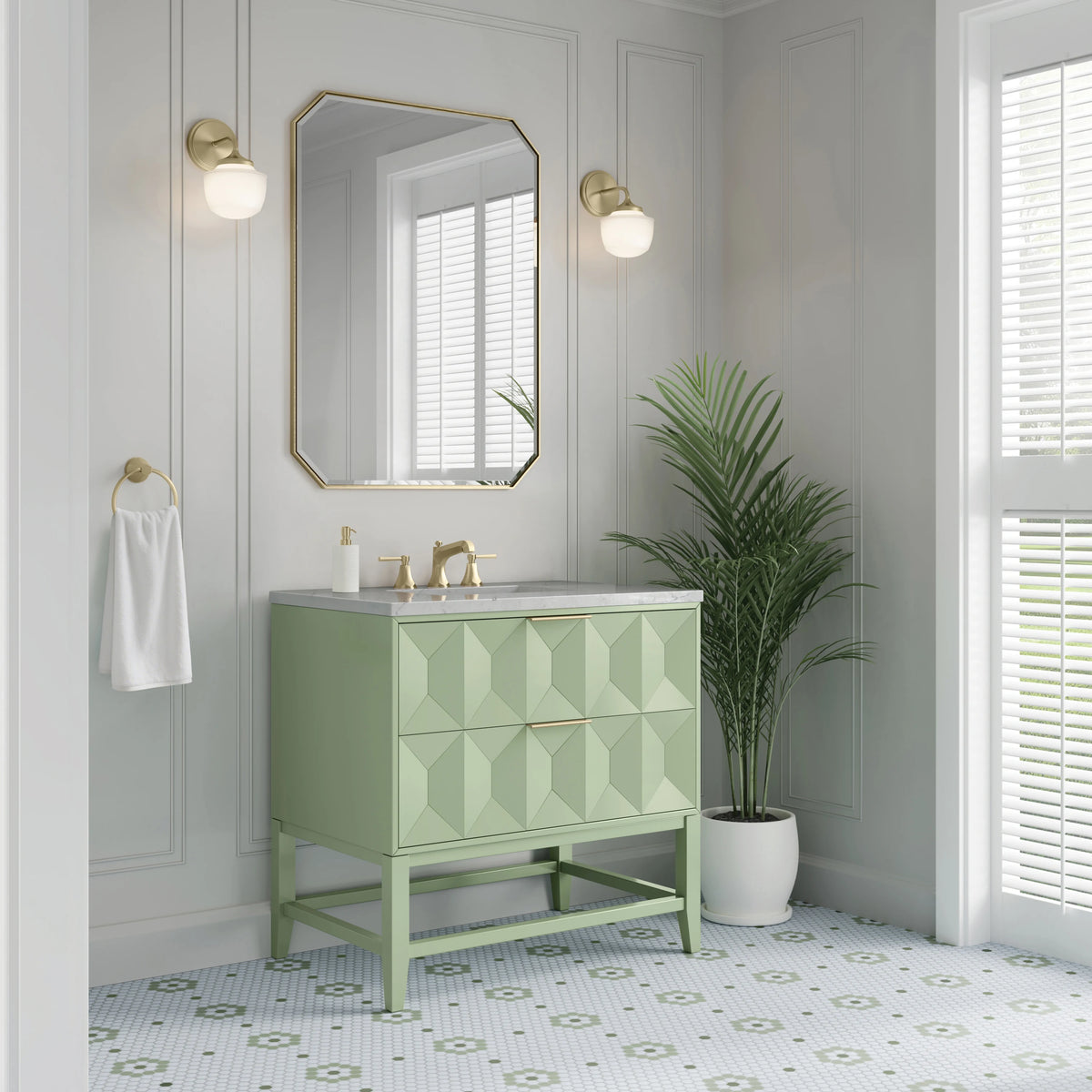 Emmeline 36" Single Vanity, Pistachio w/ 3 CM Eternal Jasmine Pearl Top, view 4