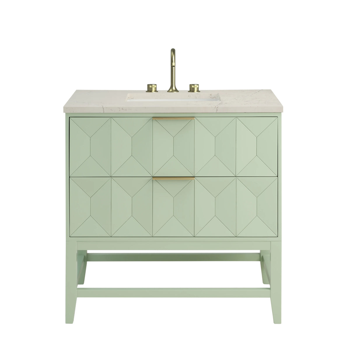 Emmeline 36" Single Vanity, Pistachio, w/ 3 CM Siberian Silestone Top
