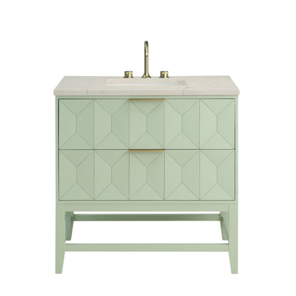 Emmeline 36" Single Vanity, Pistachio, w/ 3 CM Siberian Silestone Top