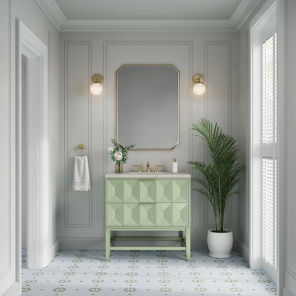 Emmeline 36" Single Vanity, Pistachio, w/ 3 CM Siberian Silestone Top, view 3