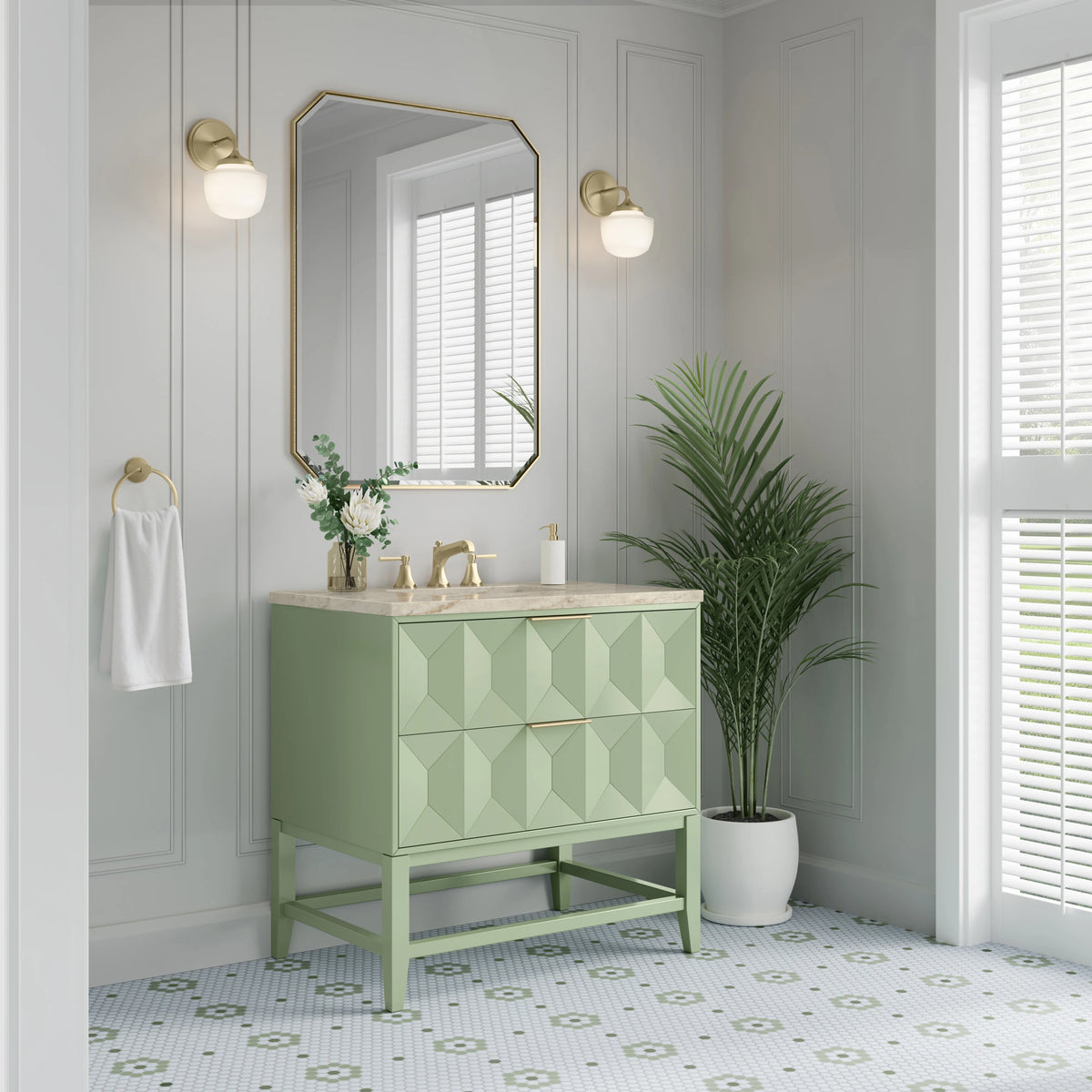 Emmeline 36" Single Vanity, Pistachio, w/ 3 CM Tajnar Eclos Top, view 4