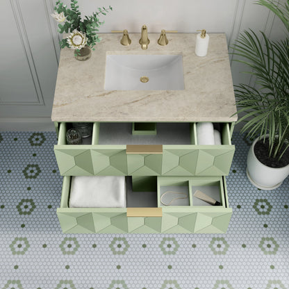 Emmeline 36" Single Vanity, Pistachio, w/ 3 CM Tajnar Eclos Top, view 5