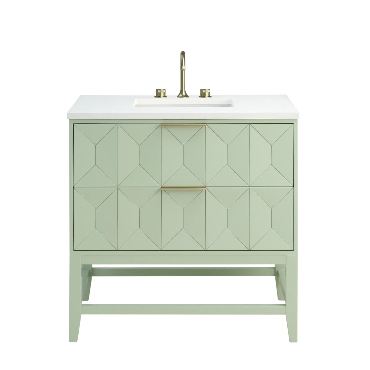 Emmeline 36" Single Vanity, Pistachio w/ 3 CM White Zeus Top