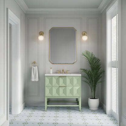 Emmeline 36" Single Vanity, Pistachio w/ 3 CM White Zeus Top, view 3