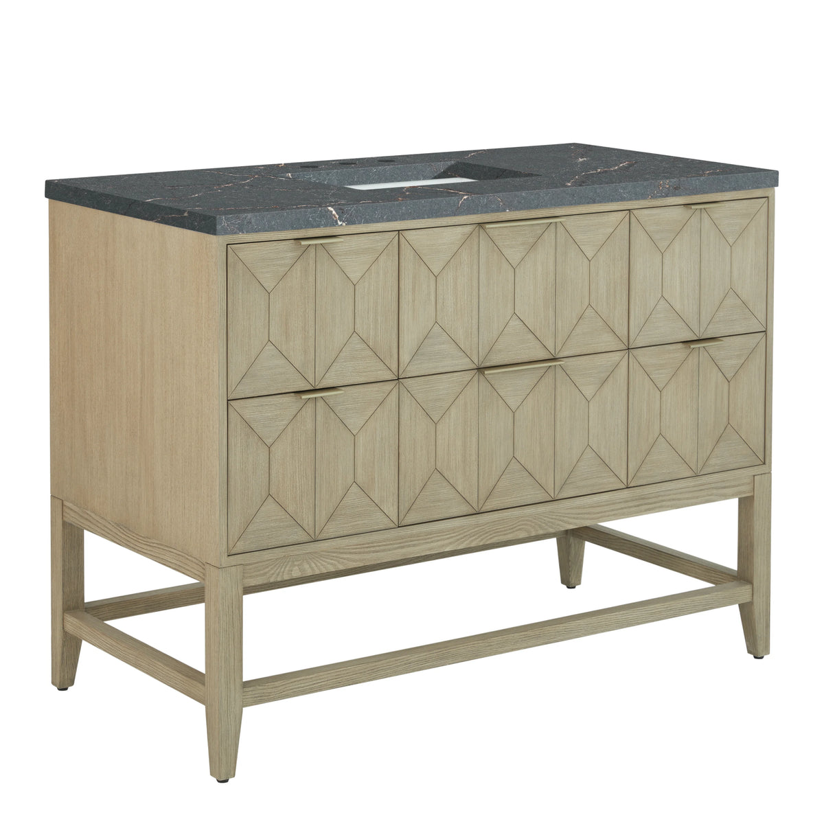 Emmeline 48" Single Vanity, Pebble Oak w/ 3 CM Parisien Bleu Silestone Top, view 9