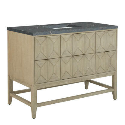 Emmeline 48" Single Vanity, Pebble Oak w/ 3 CM Parisien Bleu Silestone Top, view 9