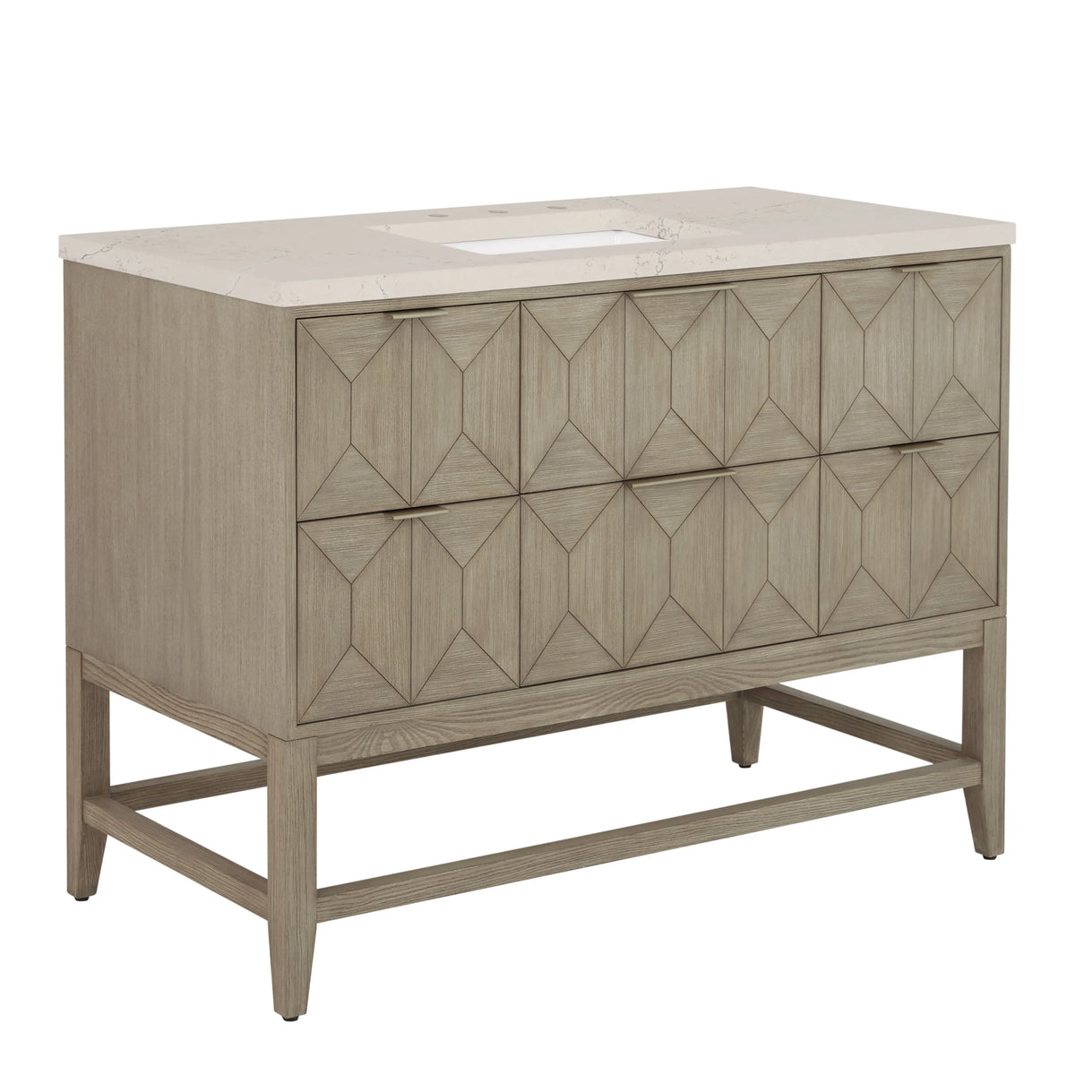 Emmeline 48" Single Vanity, Pebble Oak, w/ 3 CM Siberian Silestone Top, view 8