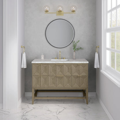 Emmeline 48" Single Vanity, Pebble Oak w/ 3 CM Victorian Silver Silestone Top, view 3