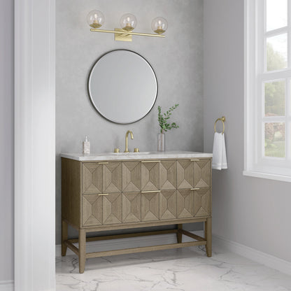 Emmeline 48" Single Vanity, Pebble Oak w/ 3 CM Victorian Silver Silestone Top, view 4