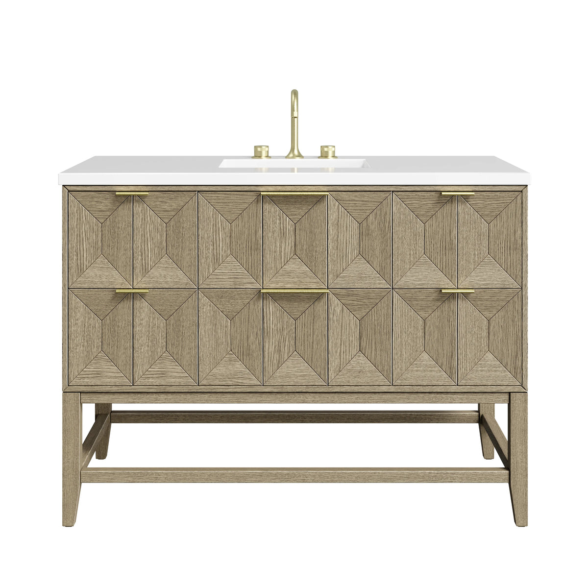 Emmeline 48" Single Vanity, Pebble Oak w/ 3 CM White Zeus Silestone Top