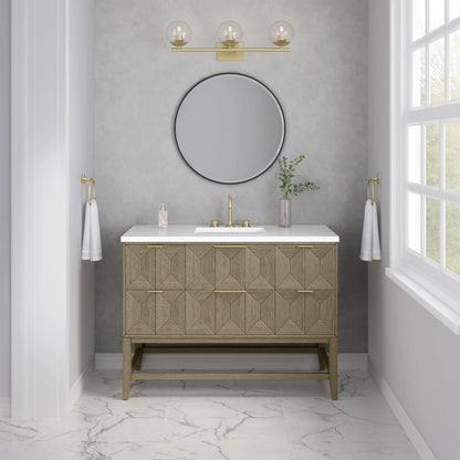 Emmeline 48" Single Vanity, Pebble Oak w/ 3 CM White Zeus Silestone Top, view 4