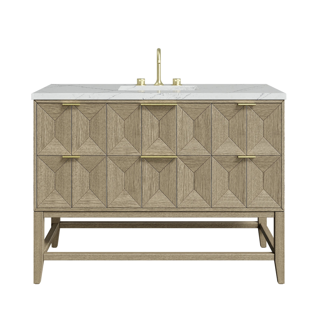 Emmeline 48" Single Vanity, Pebble Oak w/ 3 CM Ethereal Noctis Silestone Top w/ FreePower Wireless Charger