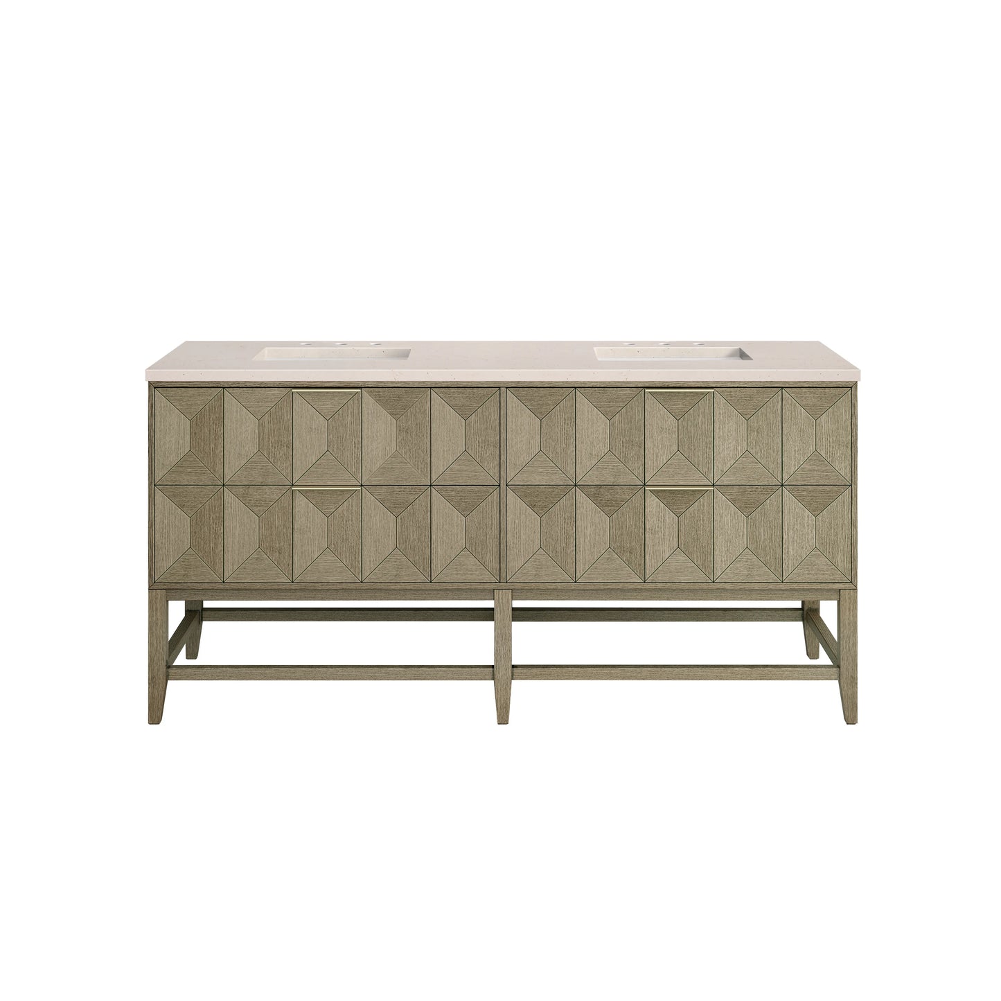 Renovate for Less Atlanta Emmeline 72" Double Vanity, Pebble Oak w/ 3 CM Eternal Marfil Top
