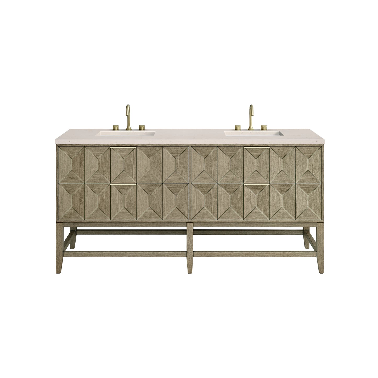 Renovate for Less Atlanta Emmeline 72" Double Vanity, Pebble Oak w/ 3 CM Eternal Marfil Top, view 2