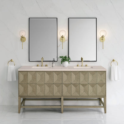 Renovate for Less Atlanta Emmeline 72" Double Vanity, Pebble Oak w/ 3 CM Eternal Marfil Top, view 3