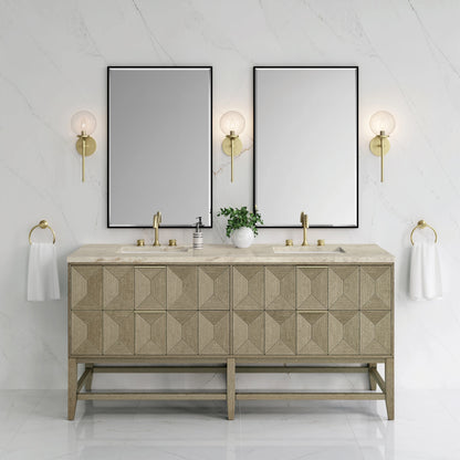 Emmeline 72" Double Vanity, Pebble Oak, w/ 3 CM Tajnar Eclos Top, view 2