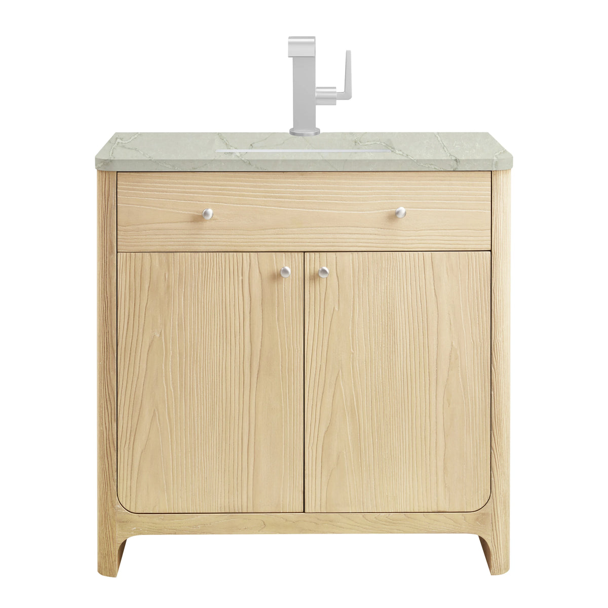 Gracyn 36" Single Vanity, Coastal Driftwood, w/ 3 CM Victorian Silver Quartz Top