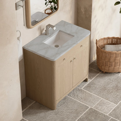 Gracyn 36" Single Vanity, Coastal Driftwood, w/ 3 CM Victorian Silver Quartz Top, view 7