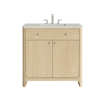 Gracyn 36" Single Vanity, Coastal Driftwood, w/ 3 CM Siberian Silestone Widespread Top