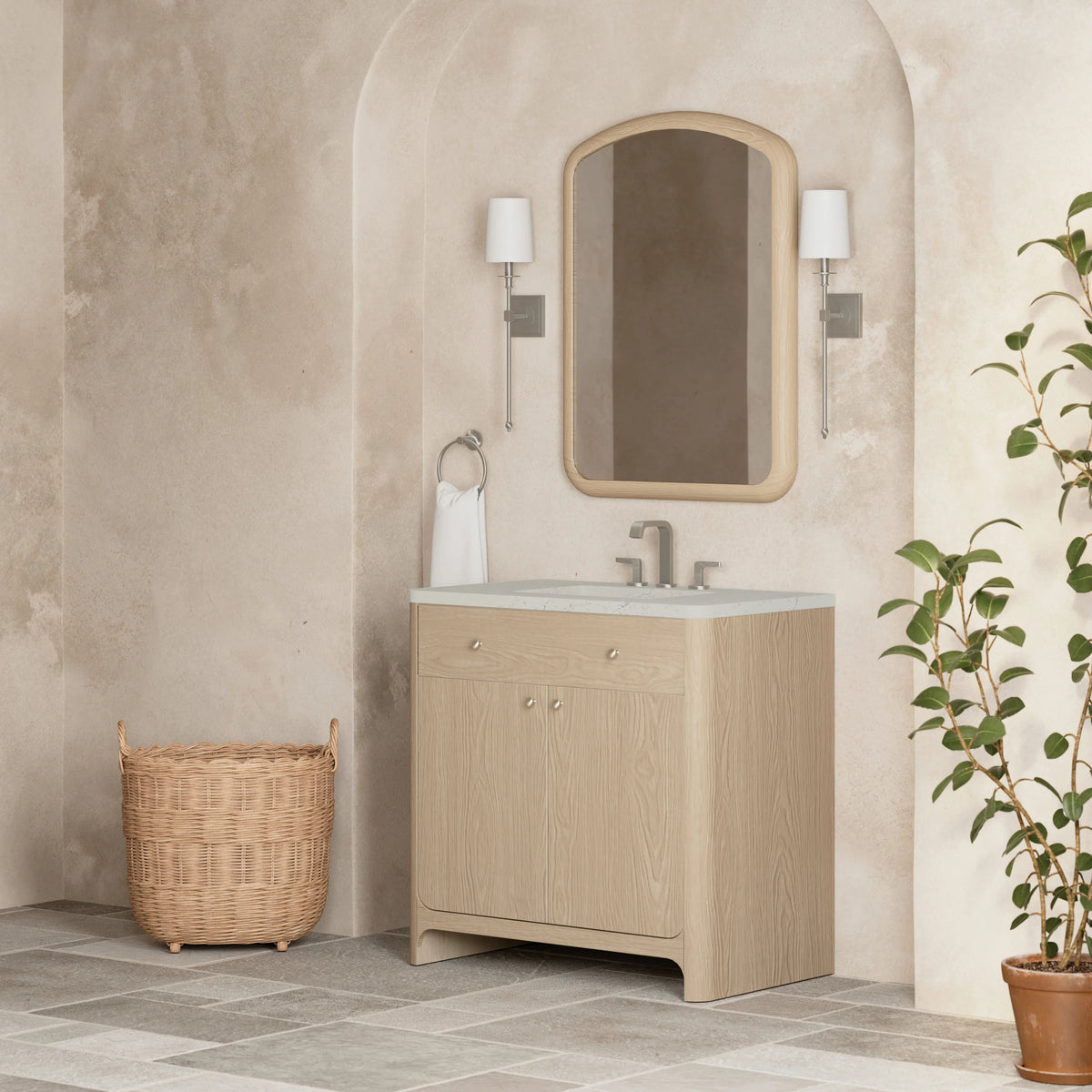 Gracyn 36" Single Vanity, Coastal Driftwood, w/ 3 CM Siberian Silestone Widespread Top, view 3