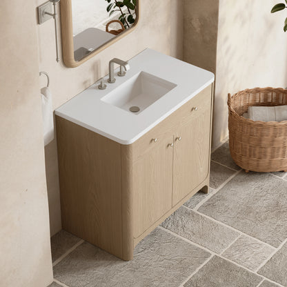 Gracyn 36" Single Vanity, Coastal Driftwood, w/ 3 CM White Zeus Quartz Widespread Top, view 6