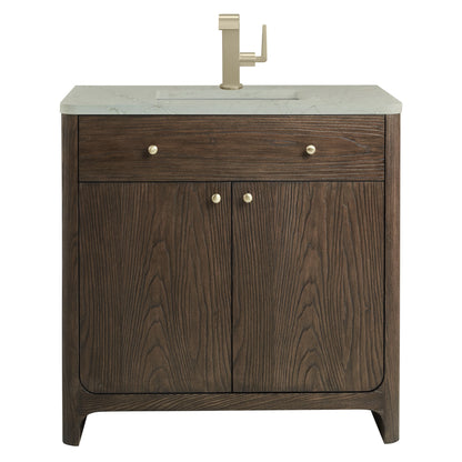Gracyn 36" Single Vanity, Sable, w/ 3 CM Victorian Silver Quartz Top