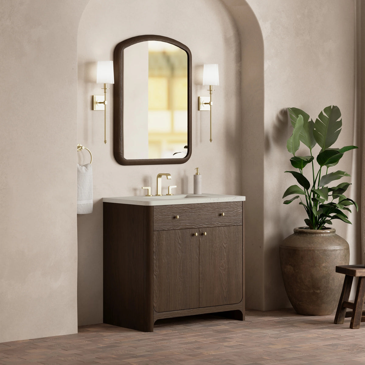 Gracyn 36" Single Vanity, Sable, w/ 3 CM Siberian Silestone Widespread Top, view 3