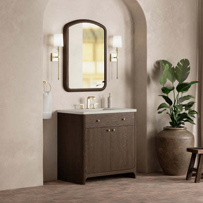 Gracyn 36" Single Vanity, Sable, w/ 3 CM Siberian Silestone Widespread Top, view 3