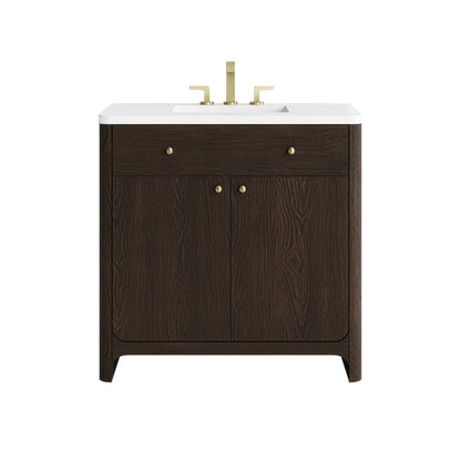 Gracyn 36" Single Vanity, Sable, w/ 3 CM White Zeus Quartz Widespread Top