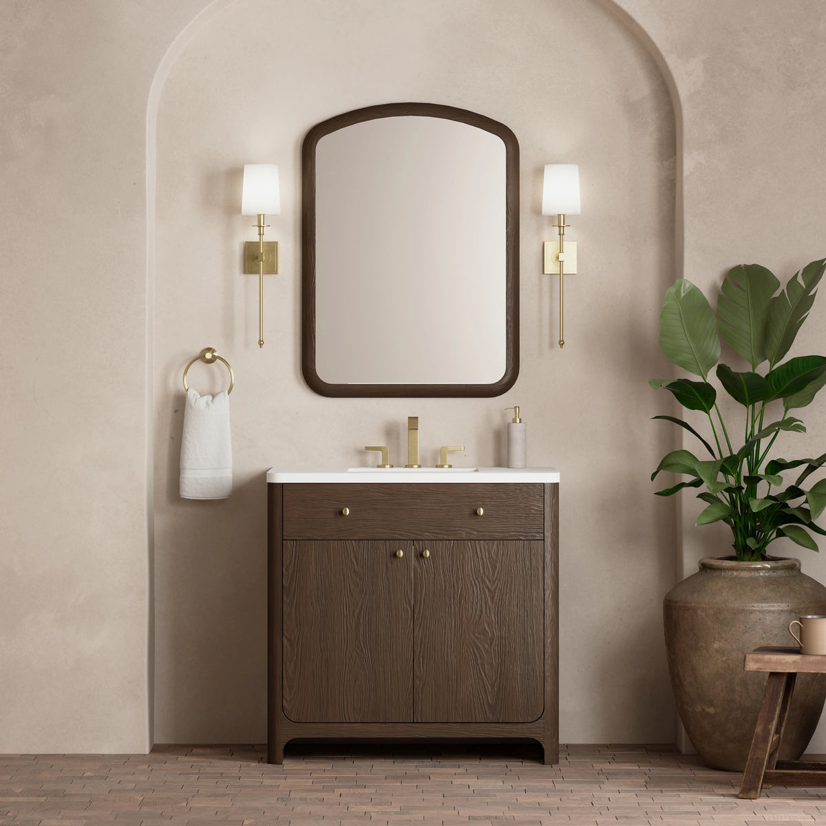 Gracyn 36" Single Vanity, Sable, w/ 3 CM White Zeus Quartz Widespread Top, view 2