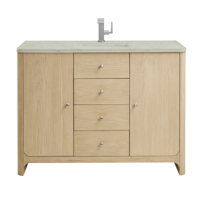 Gracyn 48" Single Vanity, Coastal Driftwood, w/ 3 CM Victorian Silver Quartz Top