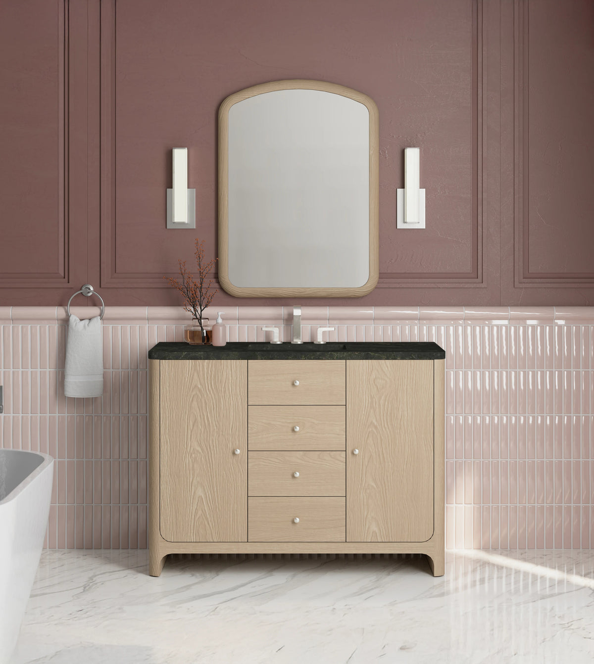 Gracyn 48" Single Vanity, Coastal Driftwood, w/ 3 CM Phantome Eclos Widespread Top, view 2