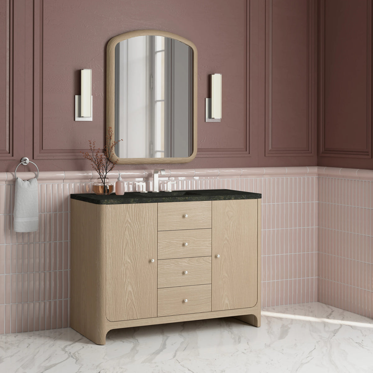 Gracyn 48" Single Vanity, Coastal Driftwood, w/ 3 CM Phantome Eclos Widespread Top, view 3
