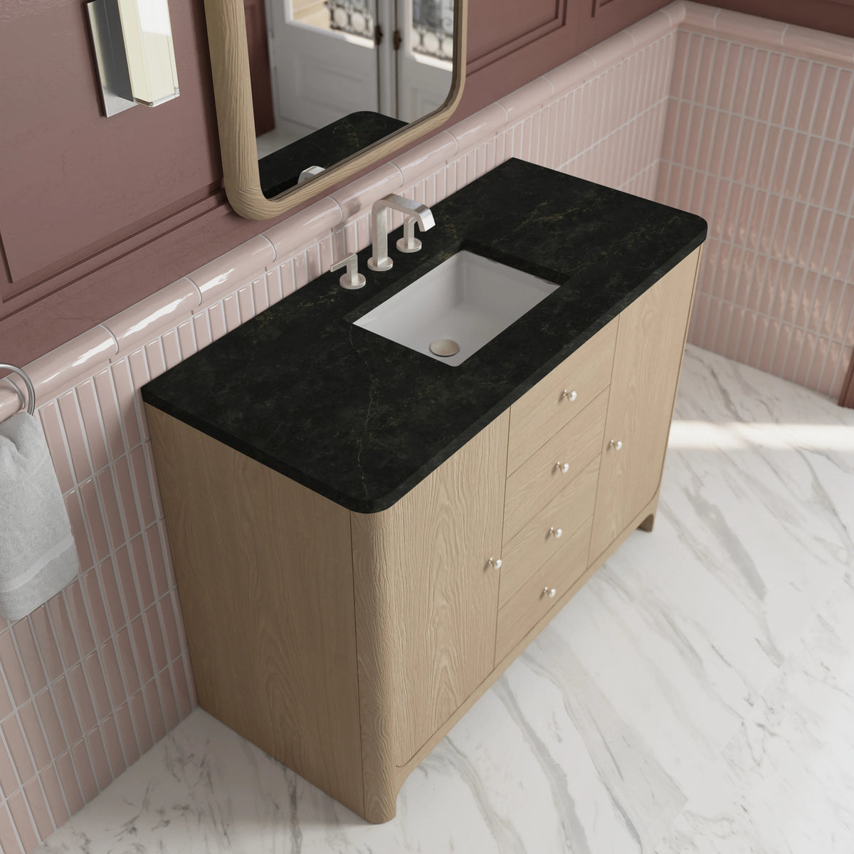 Gracyn 48" Single Vanity, Coastal Driftwood, w/ 3 CM Phantome Eclos Widespread Top, view 5