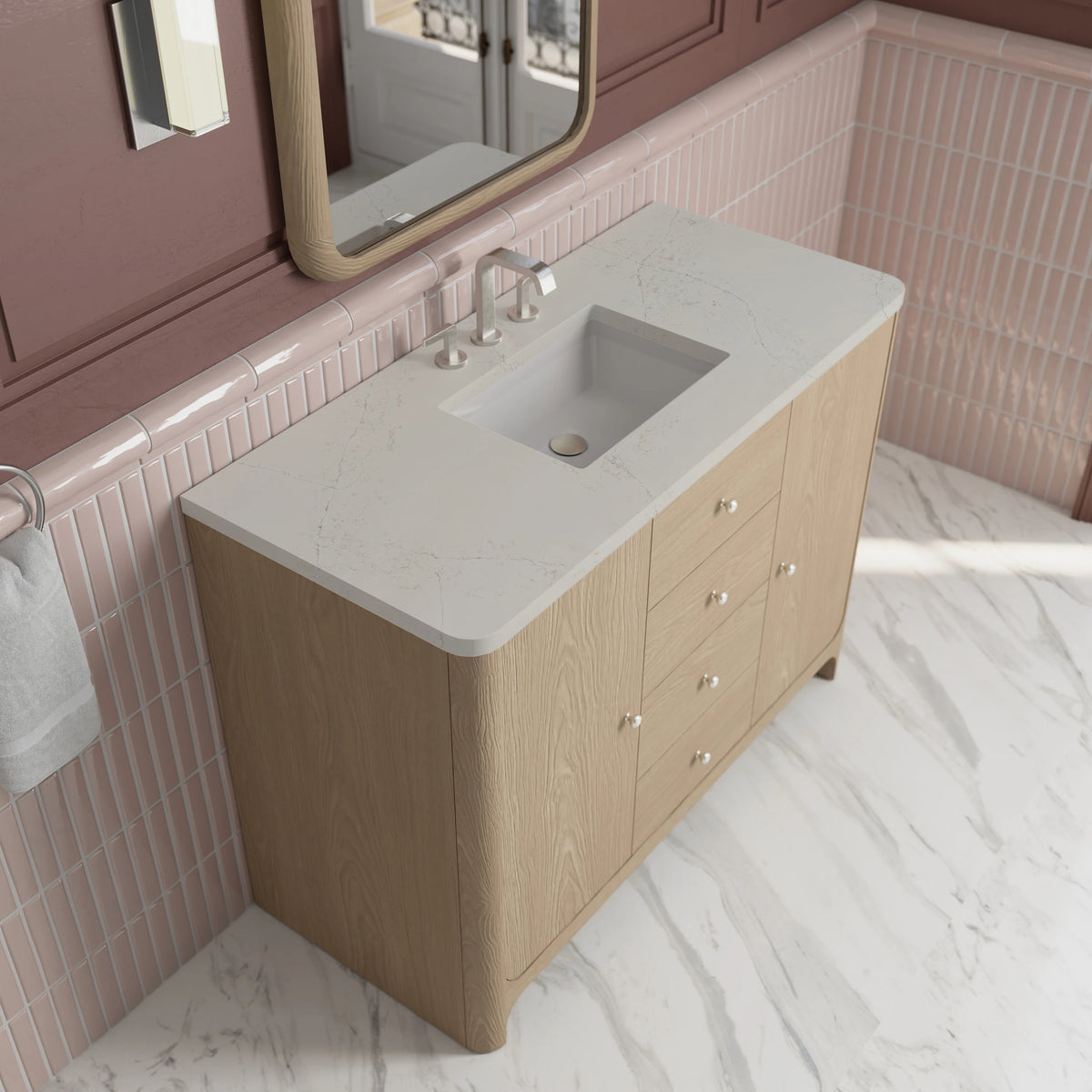 Gracyn 48" Single Vanity, Coastal Driftwood, w/ 3 CM Siberian Silestone Widespread Top, view 5